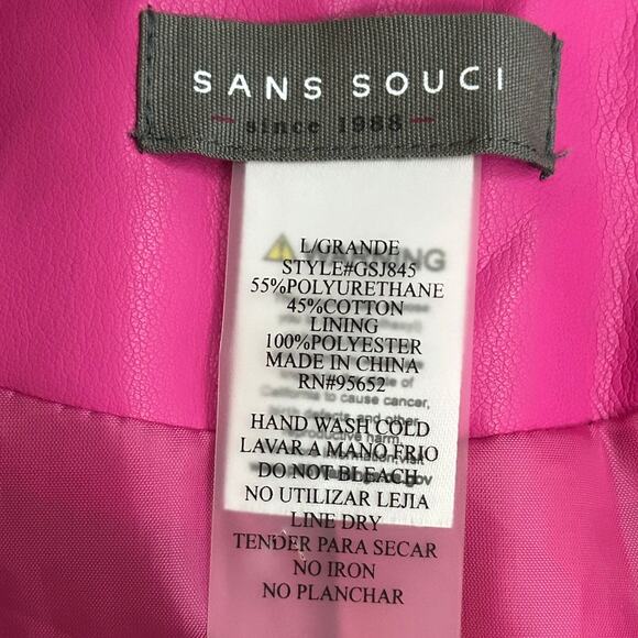 Sans Souci Faux Leather Blazer Jacket Pink Women’s Size Large - Picture 3 of 5